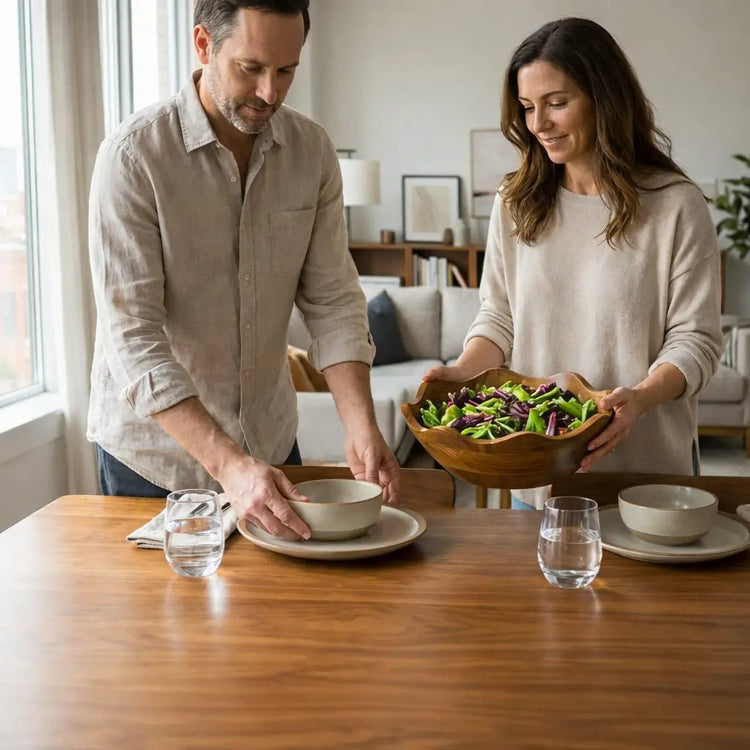 Acacia Wood Scallop Bowl - Saltbox Sash