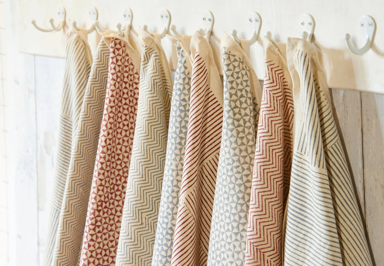 Blue Cotton Block Printed Kitchen Towel - Saltbox Sash