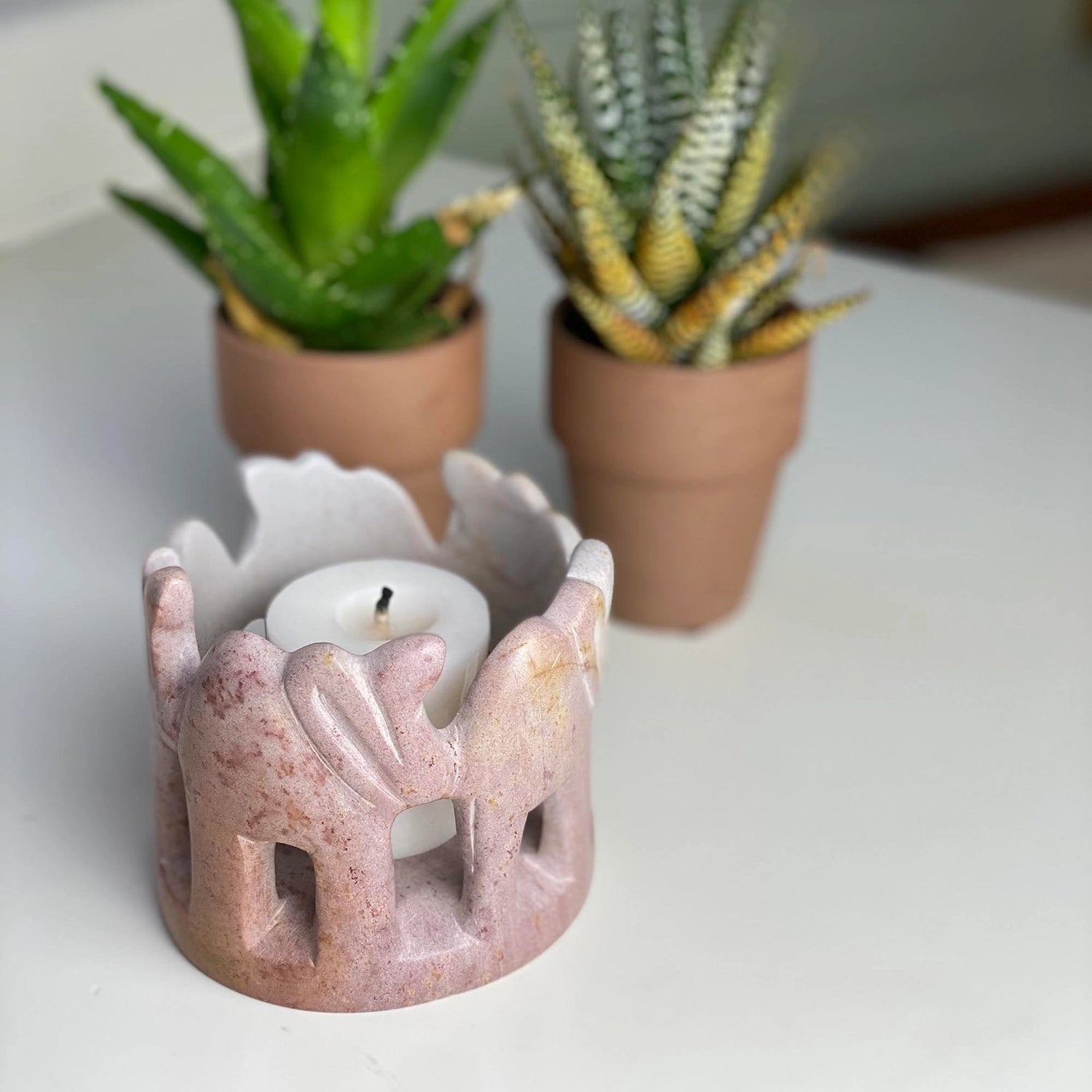 Circle of Elephants Soapstone Sculpture - Saltbox Sash