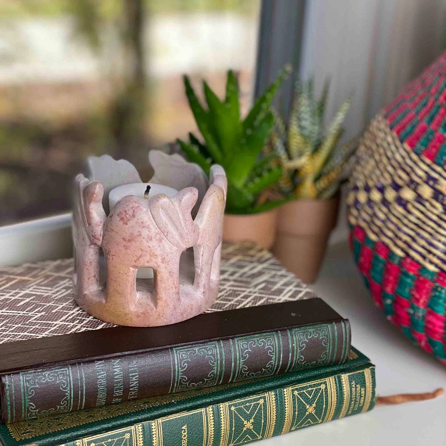 Circle of Elephants Soapstone Sculpture - Saltbox Sash