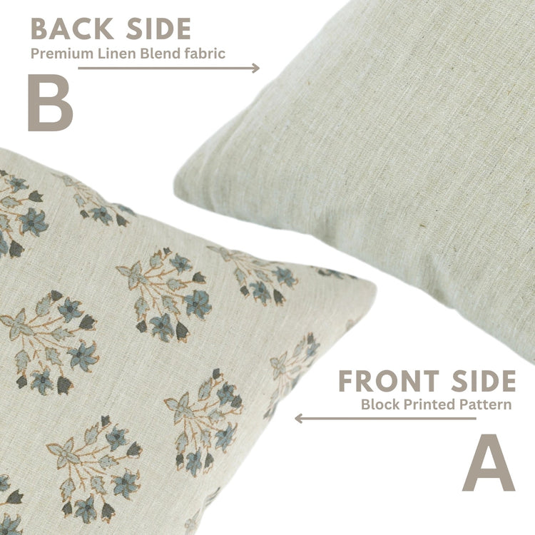 Diwali Flower Floral Block Print Pillow - Saltbox Sash