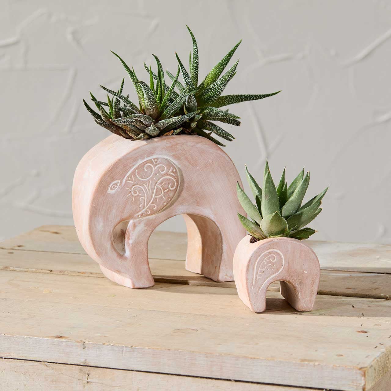 Elephant Family Planters - Set of 2 - Saltbox Sash