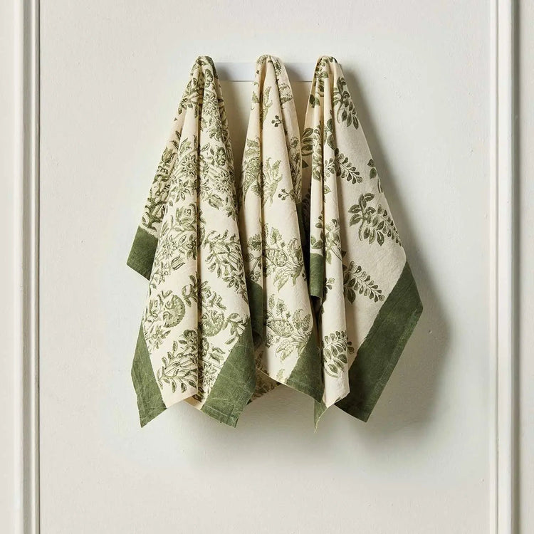 Fern Garden Kalamkari Hand Towels - Saltbox Sash