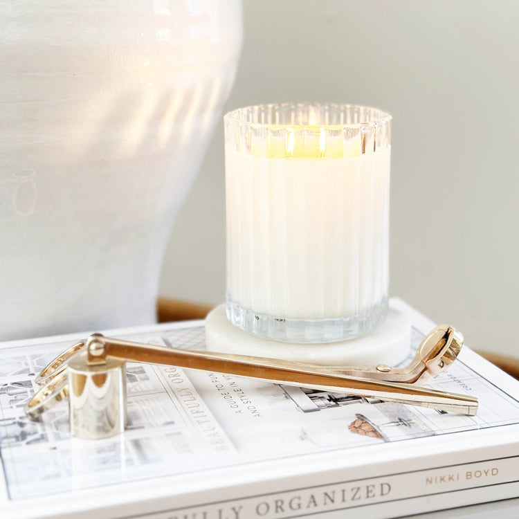 Golden | Mango + Driftwood Fluted Coconut Wax Candle - Saltbox Sash