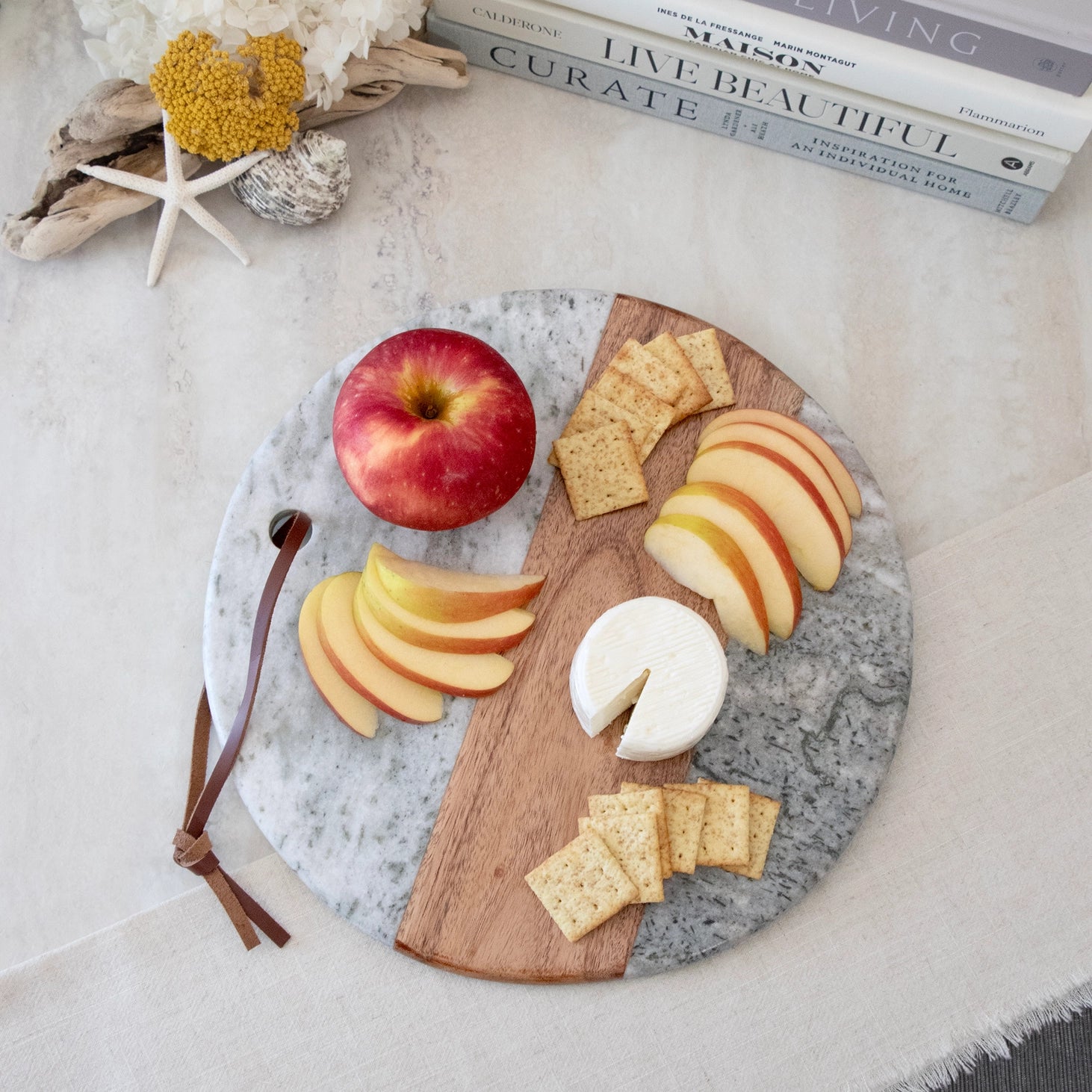 Gray Marble & Acacia Wood Charcuterie Board - Saltbox Sash