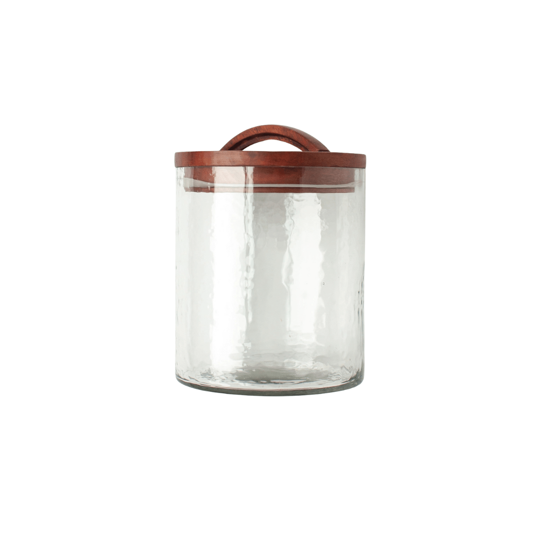 Hand Blown Hammered Glass Canister - Saltbox Sash