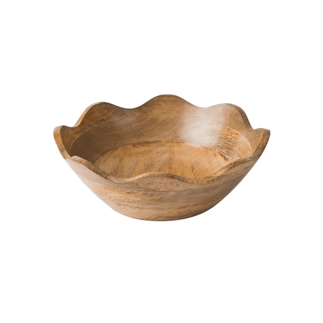 Large Scalloped Mango Wood Bowl - Saltbox Sash