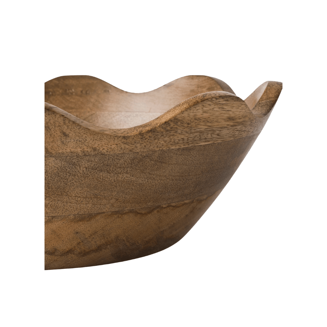 Large Scalloped Mango Wood Bowl - Saltbox Sash