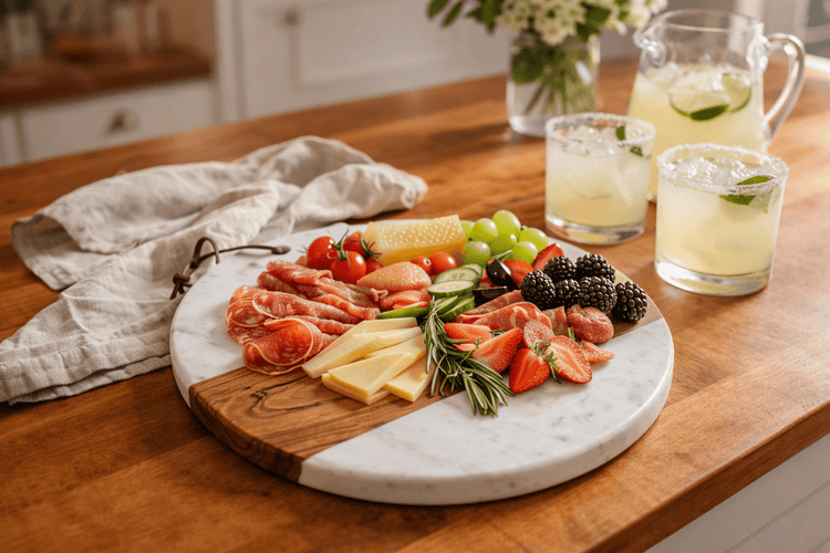 Marble & Acacia Wood Charcuterie Board - Saltbox Sash
