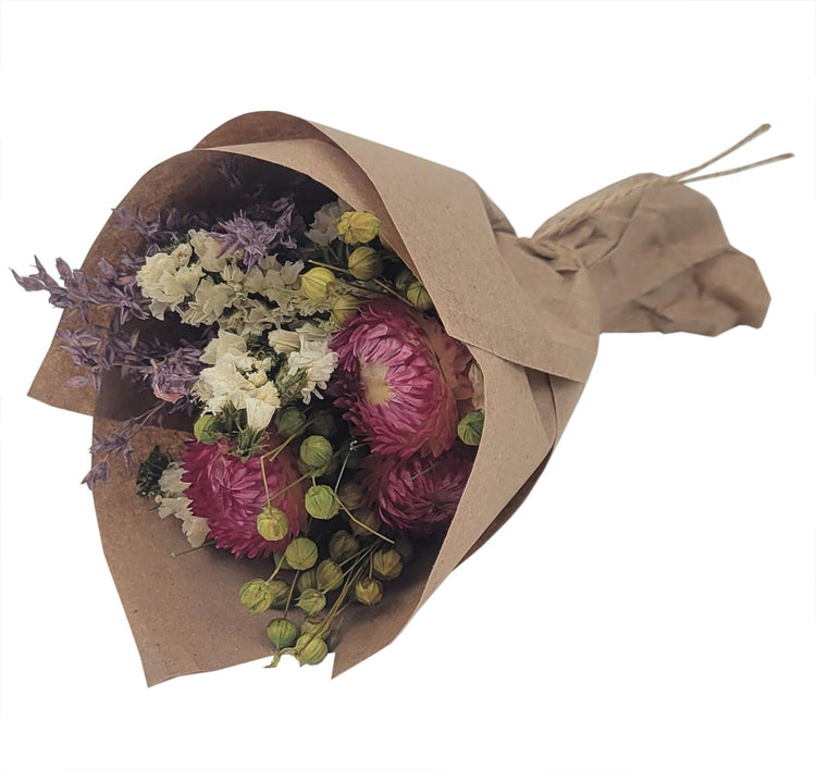 Mini Strawflower & Larkspur Bouquet Bundle - Saltbox Sash