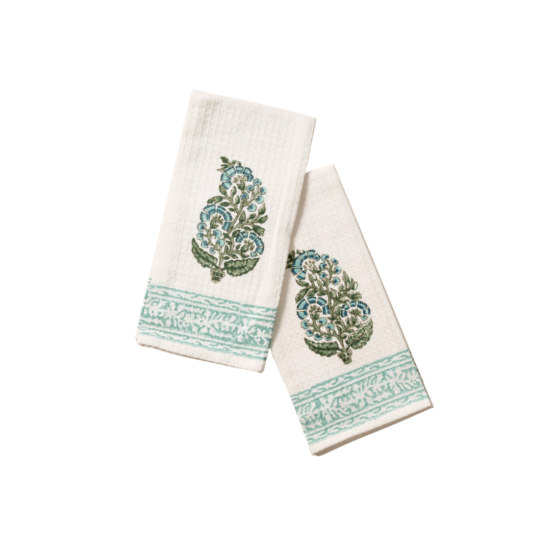 Pera Block Print Cotton Hand Towel Set - Saltbox Sash