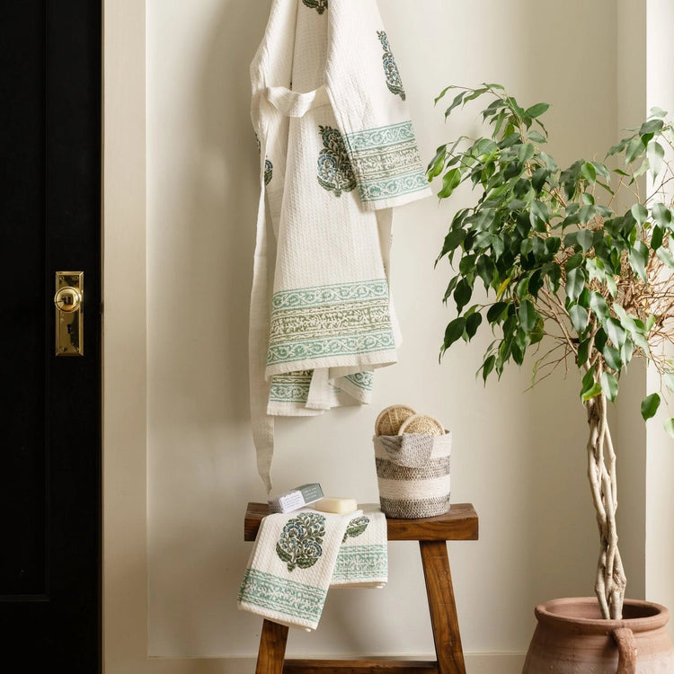 Pera Block Print Cotton Hand Towel Set - Saltbox Sash