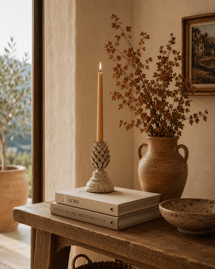Rustic Pinecone Candleholder - Saltbox Sash