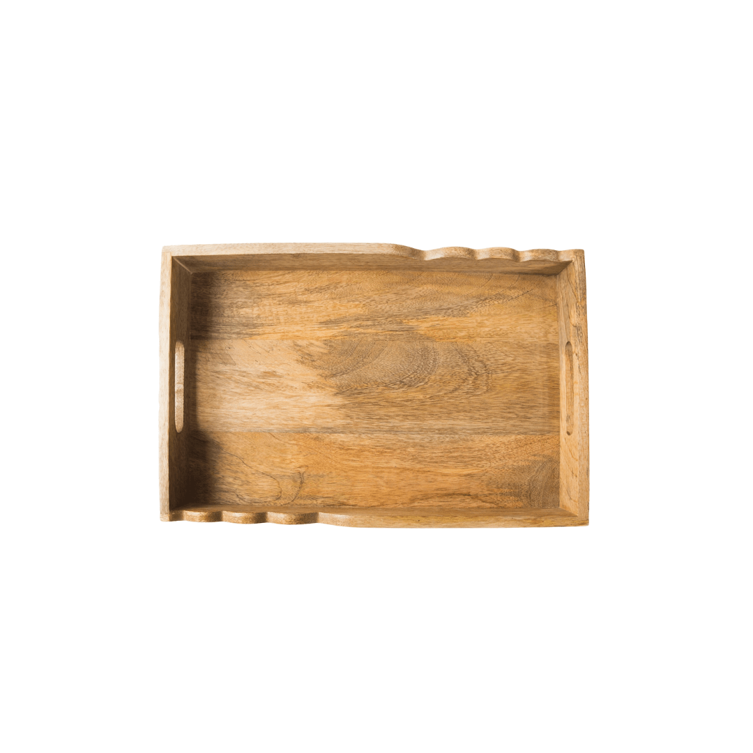 Scalloped Mango Wood Tray - Saltbox Sash