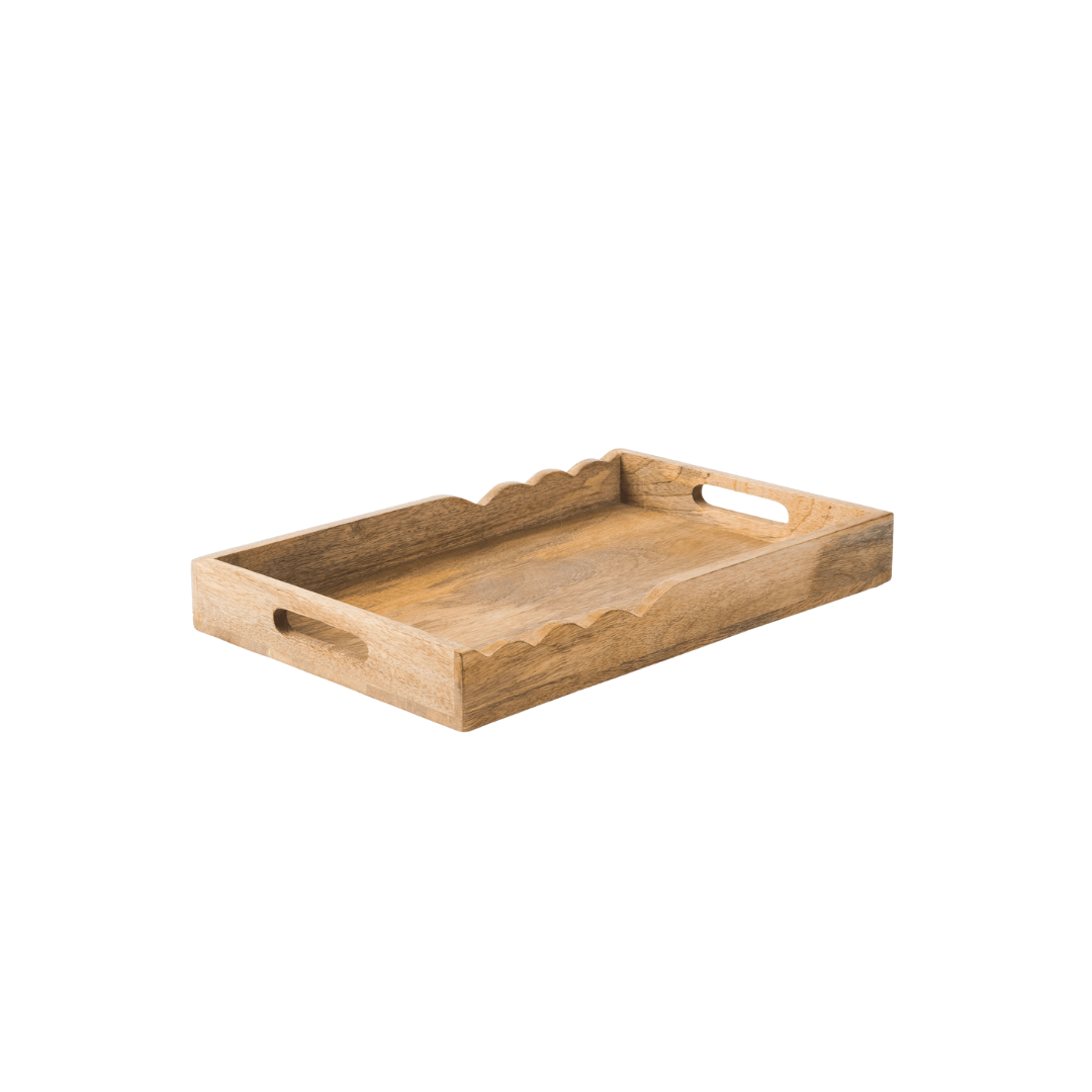Scalloped Mango Wood Tray - Saltbox Sash