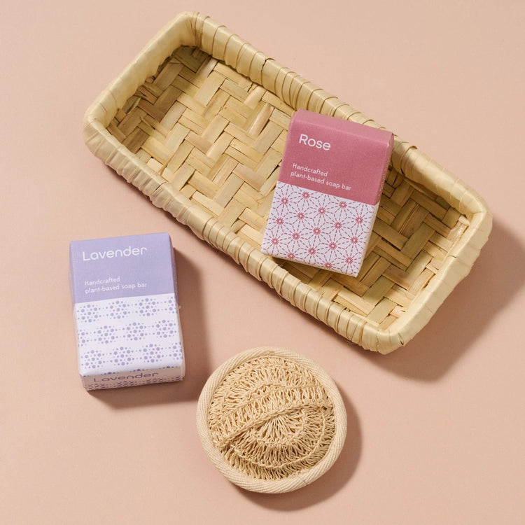 Taaja Lavender and Rose Soap/Body Scrubber Set - Saltbox Sash