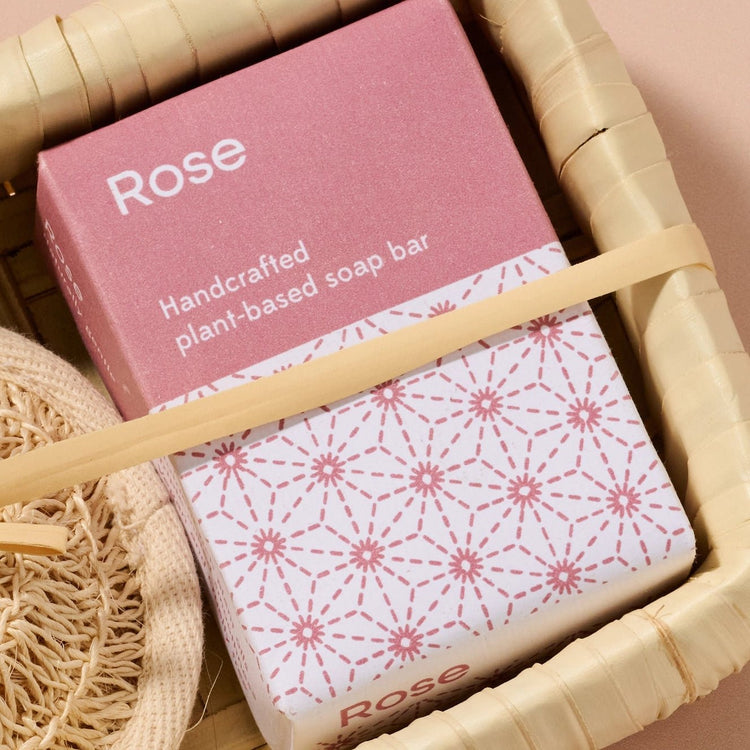 Taaja Lavender and Rose Soap/Body Scrubber Set - Saltbox Sash