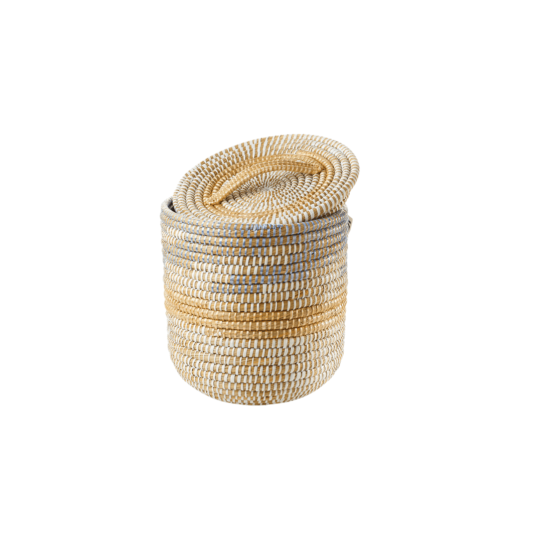 Tall Lidded Handwoven Basket - Saltbox Sash