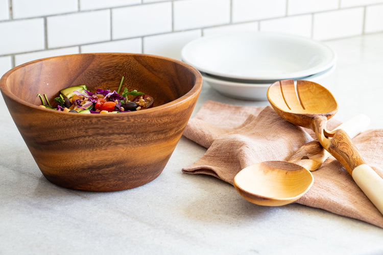 Acacia Wood Salad Bowl - Saltbox Sash