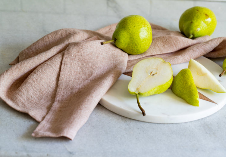 Blush Stone Washed Linen Tea Towel - Saltbox Sash