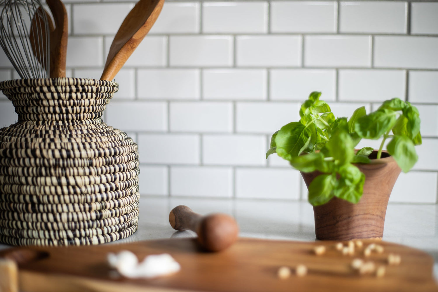 Handwoven Kitchen Utensil Holder - Saltbox Sash
