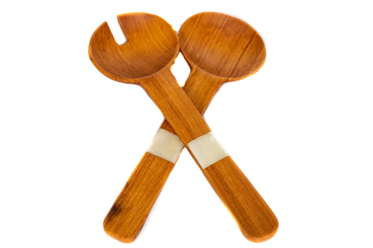Kenyan Olive Wood Salad Server Set - Saltbox Sash