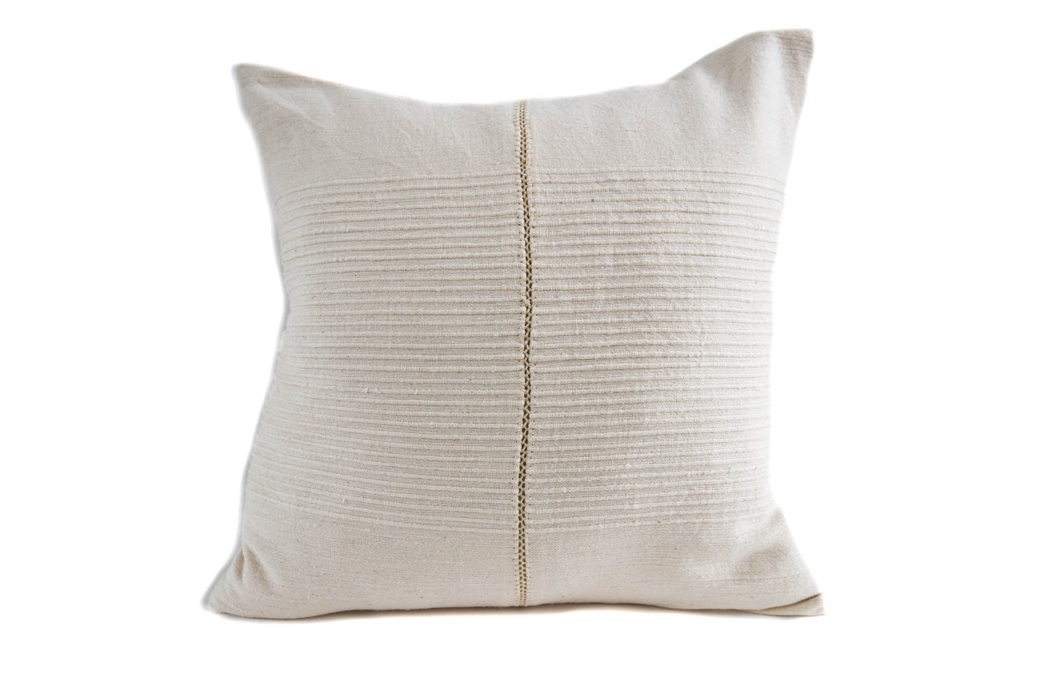 18" Riviera Hand-Stitched Cotton Throw Pillow Cover - Natural