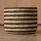 Brown Striped Palm Leaf Basket 17"