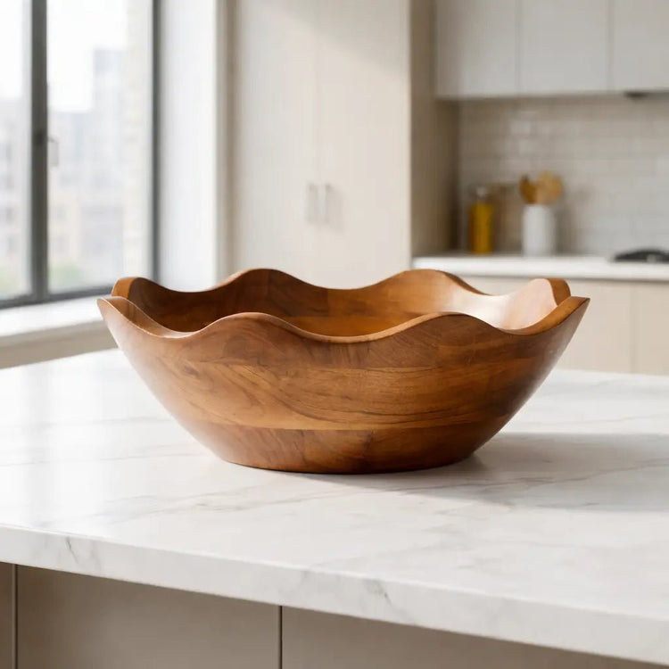Acacia Wood Scallop Bowl - Saltbox Sash