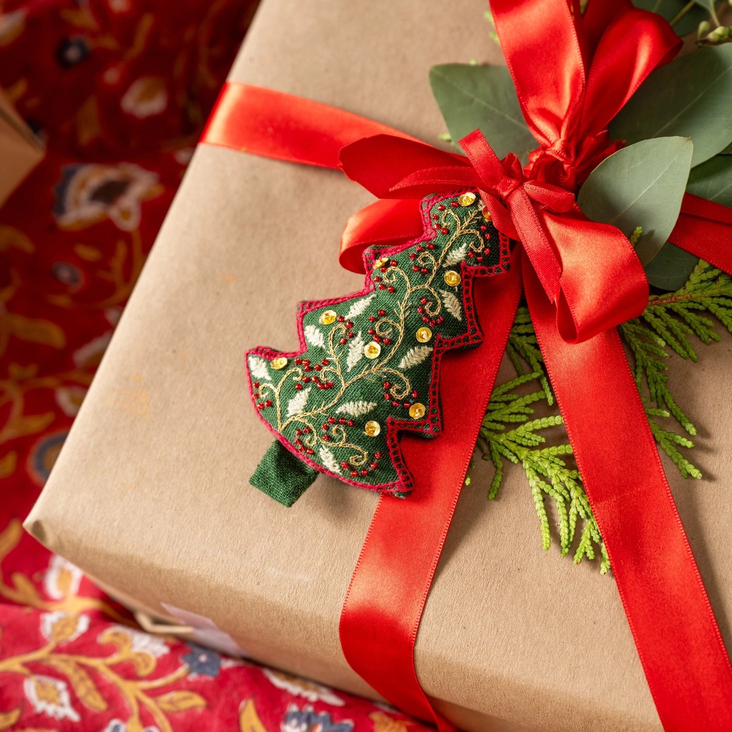 Adorned Christmas Tree Embroidered Ornament - Saltbox Sash