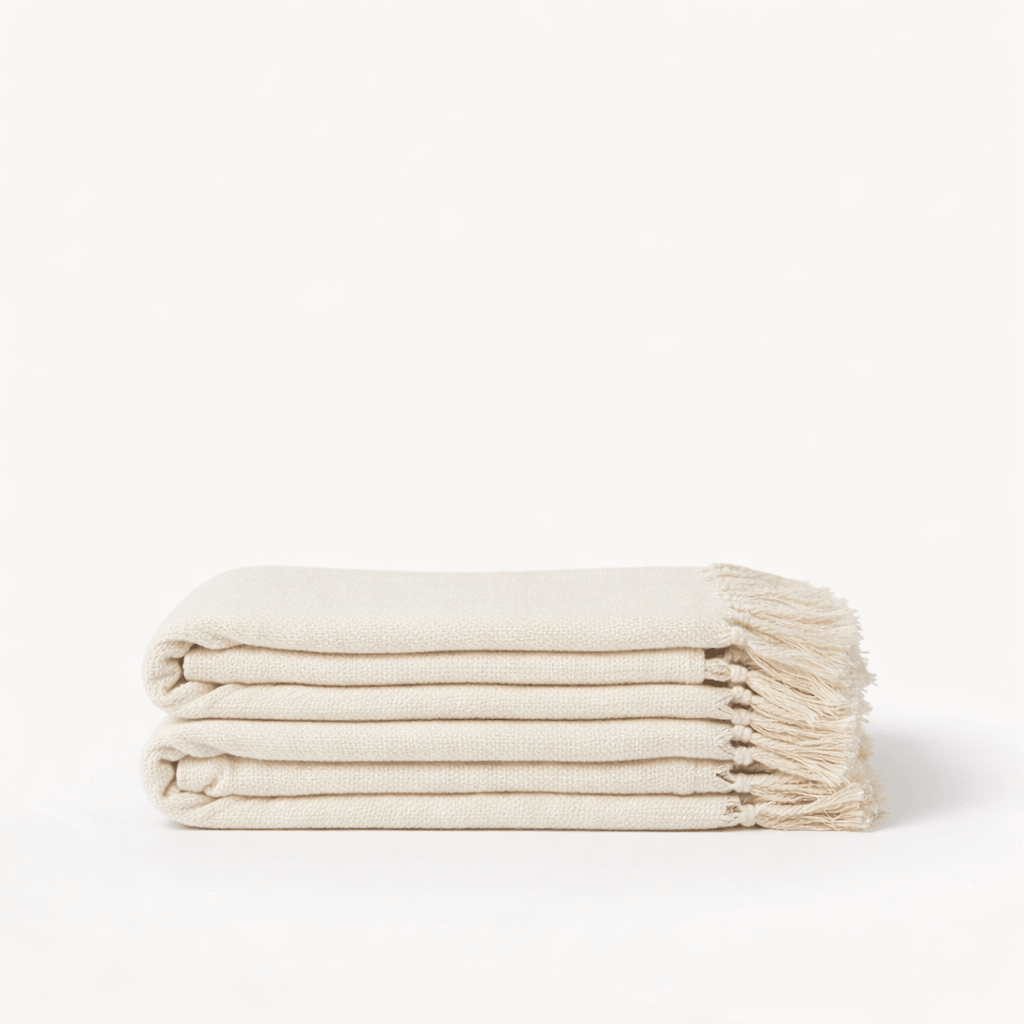 Artisanal Handwoven Cotton Throw Blanket - Saltbox Sash