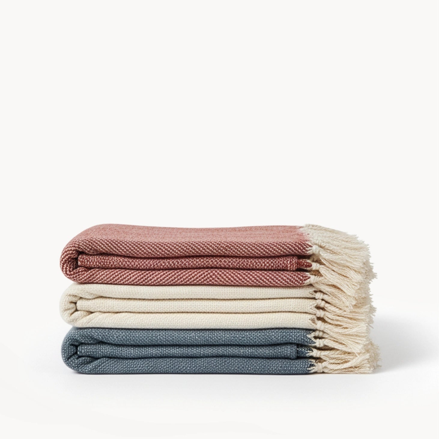 Artisanal Handwoven Cotton Throw Blanket - Red - Saltbox Sash