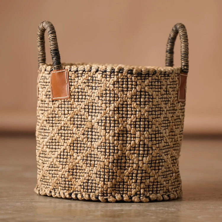 Bahana Handled Jute Basket 12" - Saltbox Sash