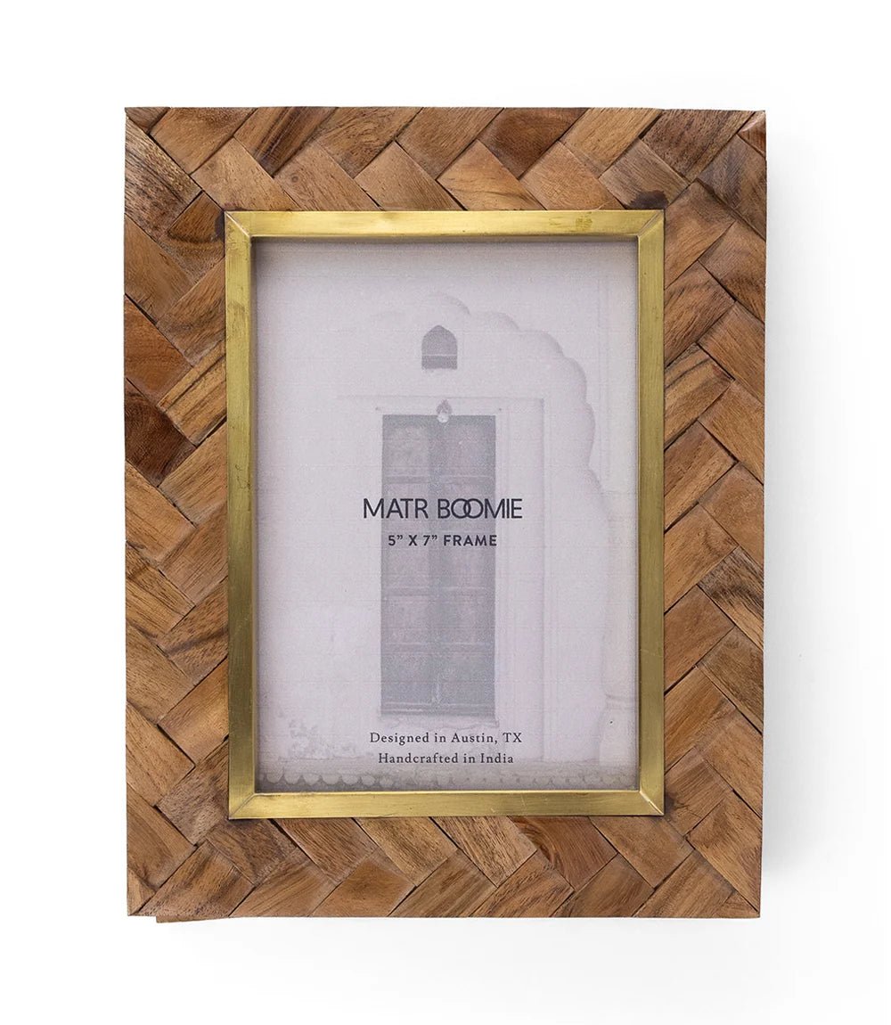 Basu Wood & Brass Picture Frame - 5 x 7 - Saltbox Sash
