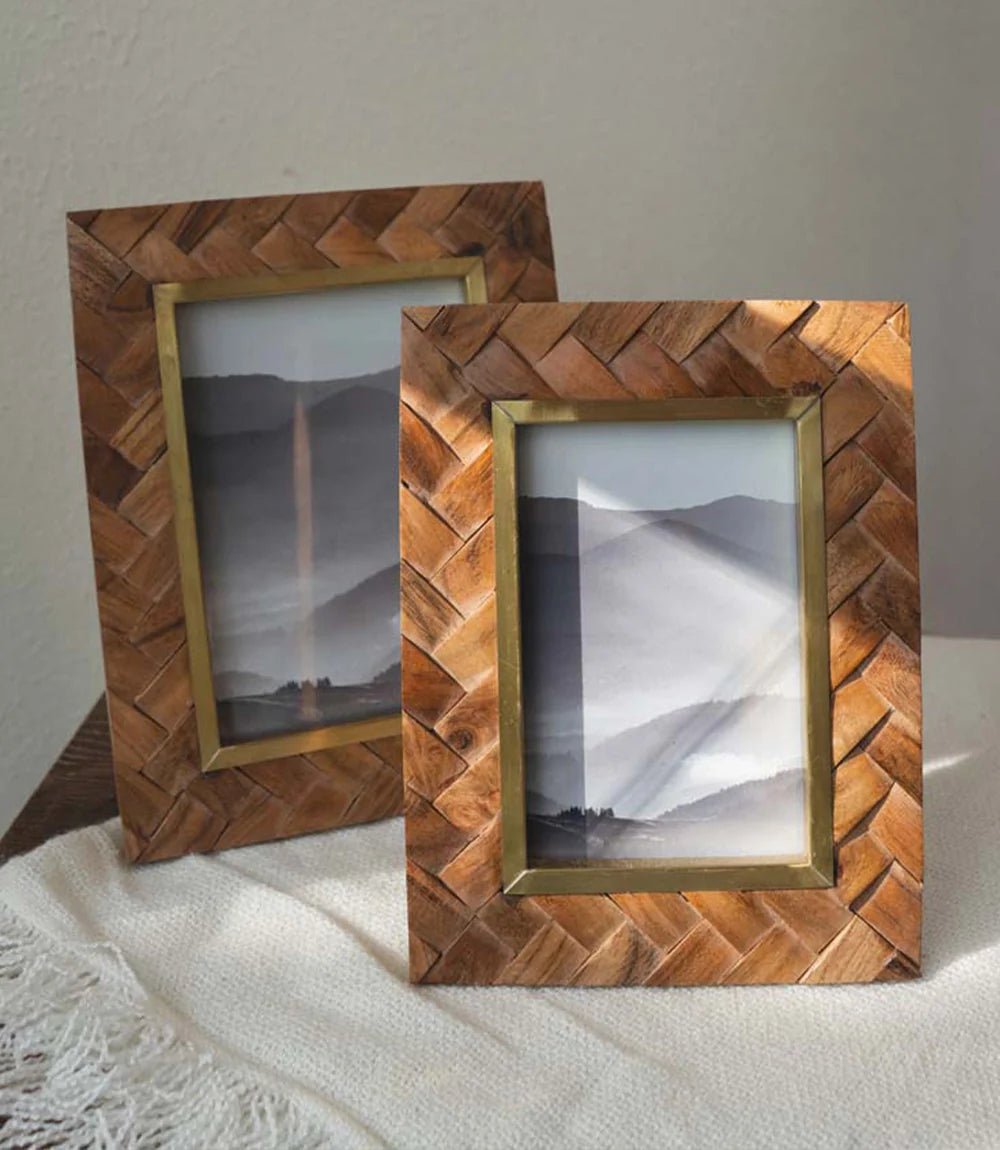 Basu Wood & Brass Picture Frame - 5 x 7 - Saltbox Sash