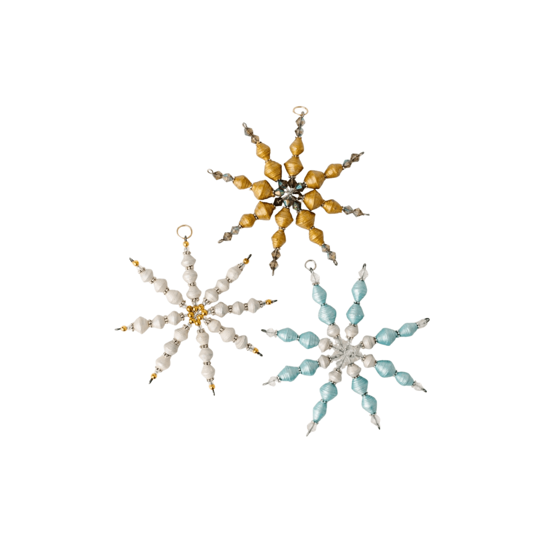 Beaded Snowflake Ornament - Saltbox Sash