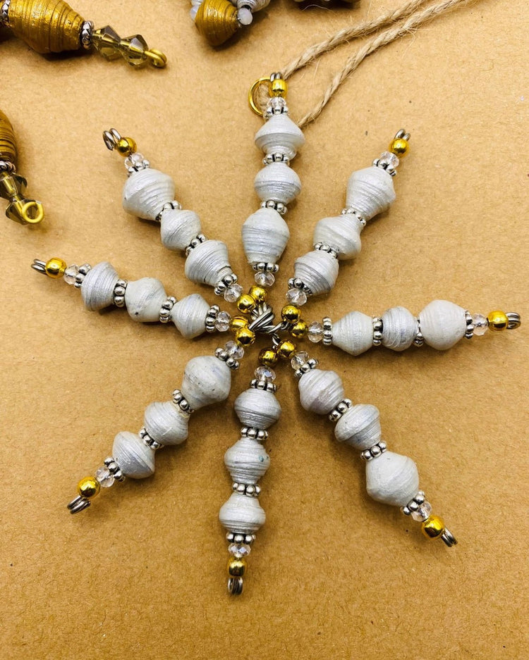 Beaded Snowflake Ornament - Saltbox Sash