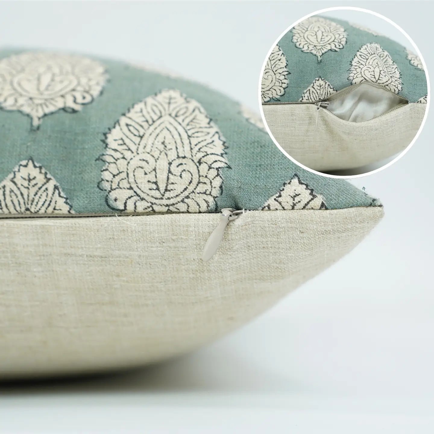 Betal Leaf Block Print Pillow - 14 x 14 - Saltbox Sash