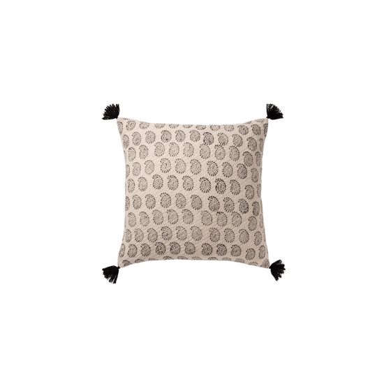 Black Blockprint Cotton Pillow - Saltbox Sash