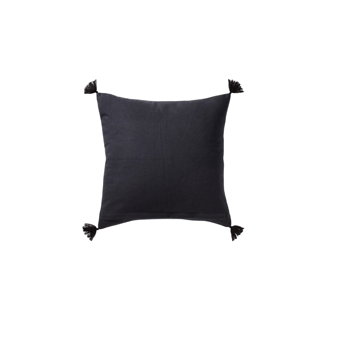 Black Blockprint Cotton Pillow - Saltbox Sash
