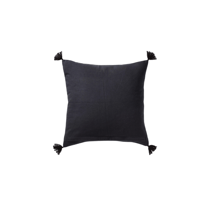 Black Blockprint Cotton Pillow - Saltbox Sash
