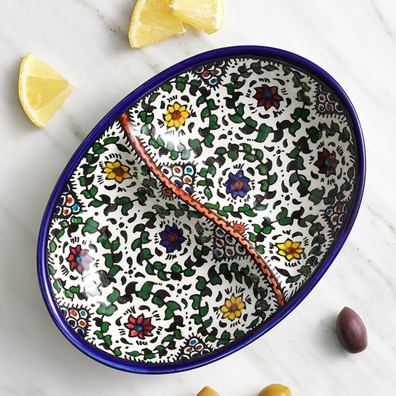 Blue Divided Serving Dish - Saltbox Sash