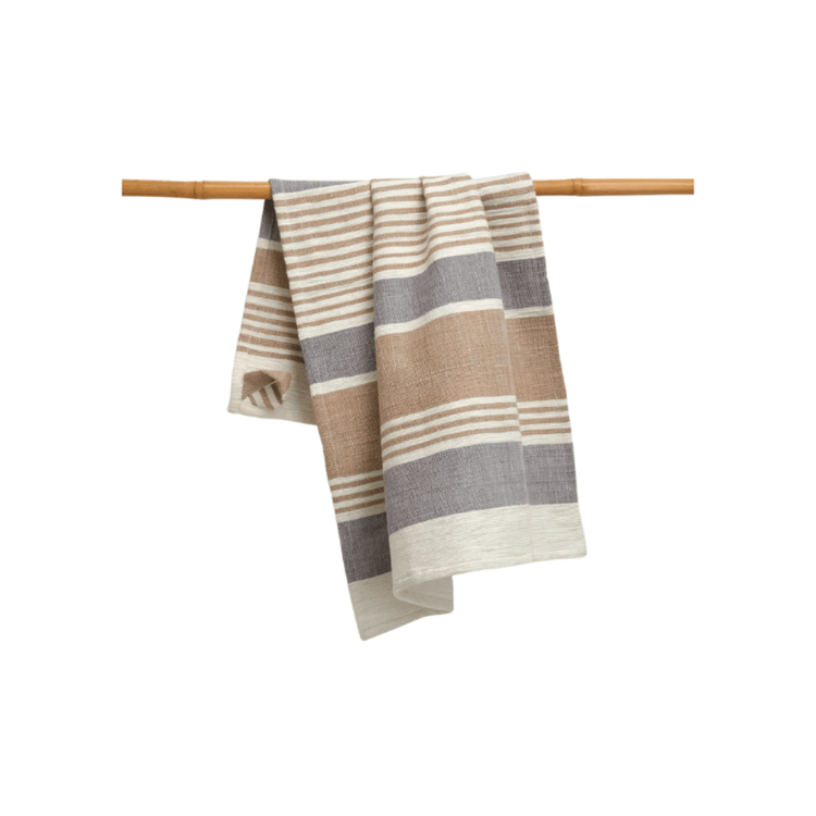Caramel Striped Cotton Handwoven Kitchen Towel - Saltbox Sash