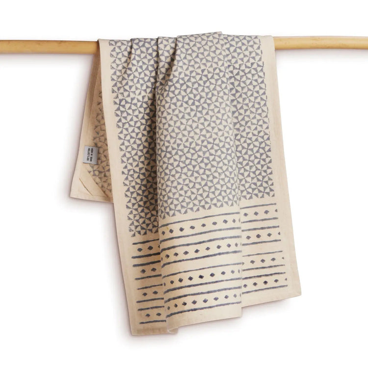 Cotton Block Printed Kitchen Towel - Saltbox Sash