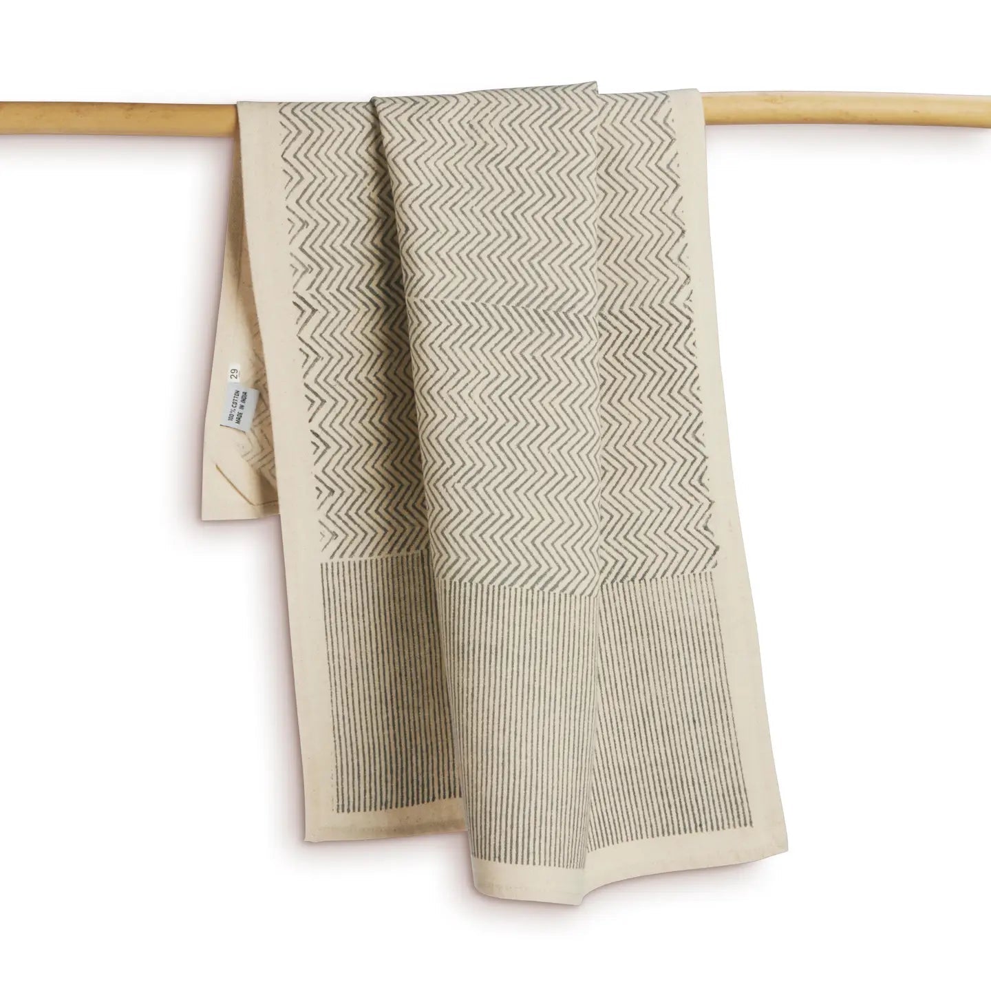 Cotton Block Printed Kitchen Towel - Saltbox Sash