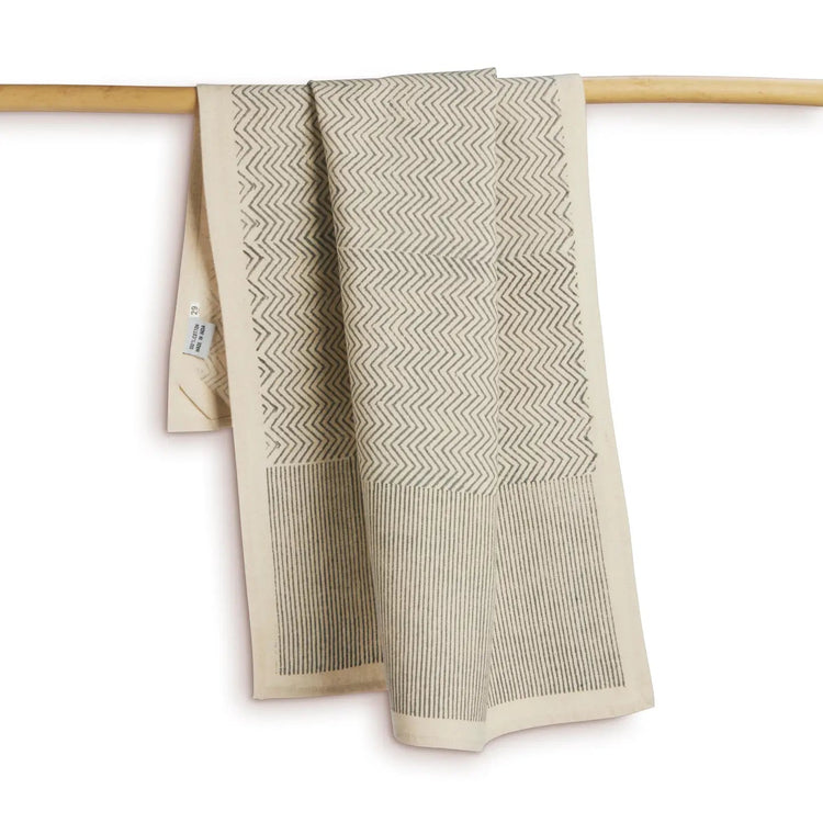 Cotton Block Printed Kitchen Towel - Saltbox Sash