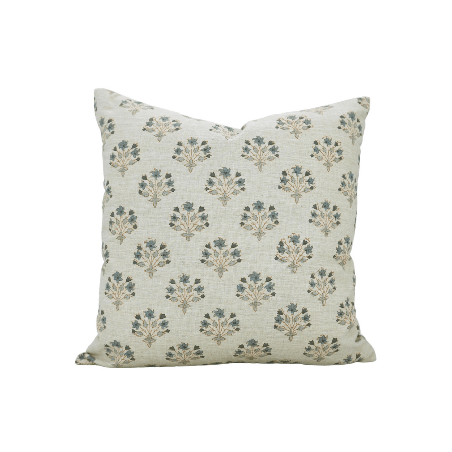 Diwali Flower Floral Block Print Pillow - Saltbox Sash