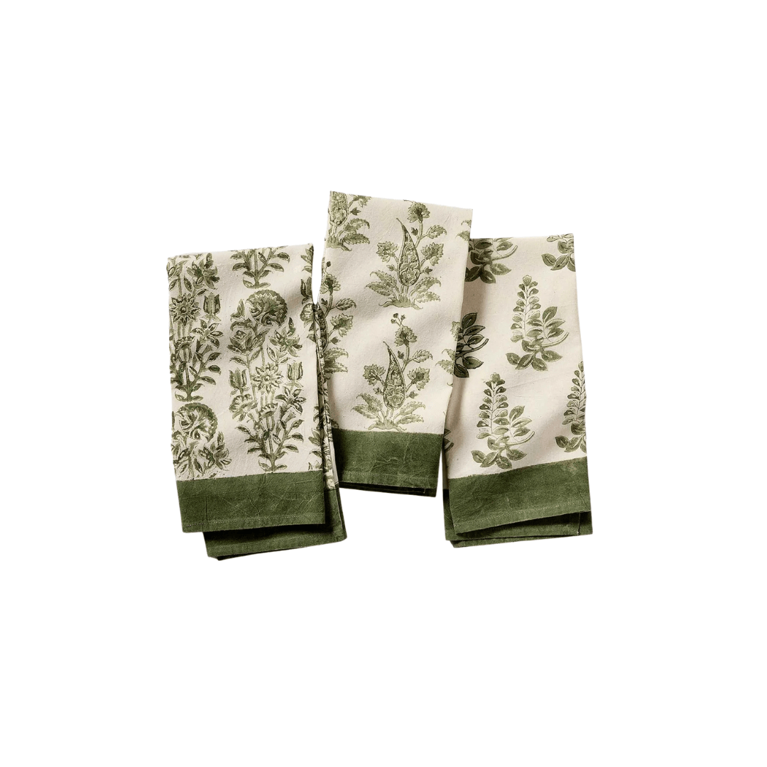 Fern Garden Kalamkari Hand Towels - Saltbox Sash