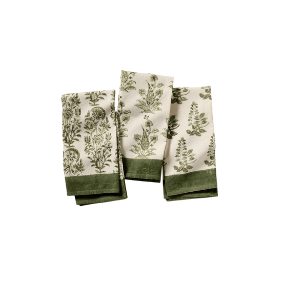 Fern Garden Kalamkari Hand Towels - Saltbox Sash