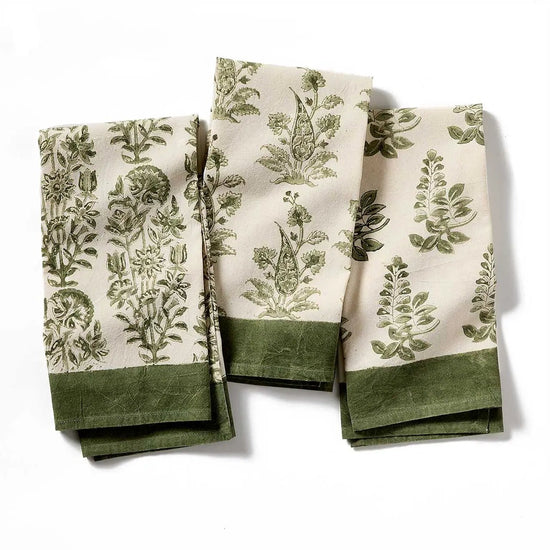Fern Garden Kalamkari Hand Towels - Saltbox Sash